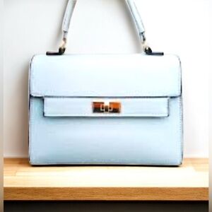 Aldo Light Blue Crossbody Bag with Gold Chain